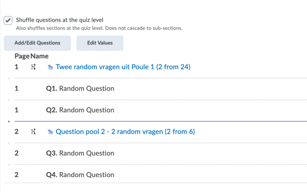 Brightspace Quiz poule